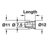Screw in Sleeve M6 Internal Thread x 13mm